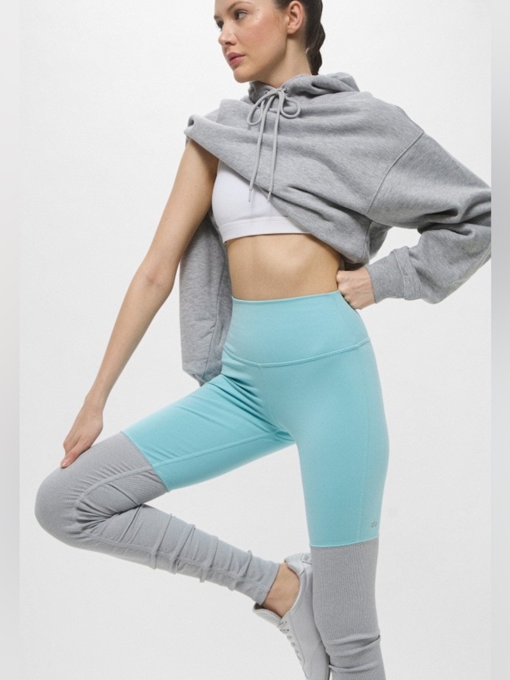 ALO YOGA High Waisted Goddess Legging in Blue Quartz Dove Grey Heather Sz. XXS